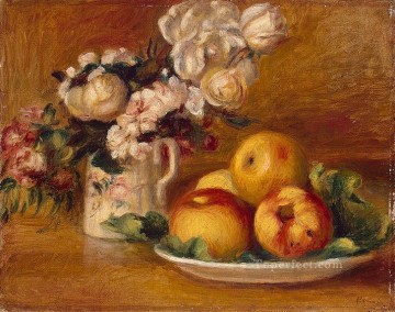  Renoir Oil Painting - apples and flowers still life Pierre Auguste Renoir
